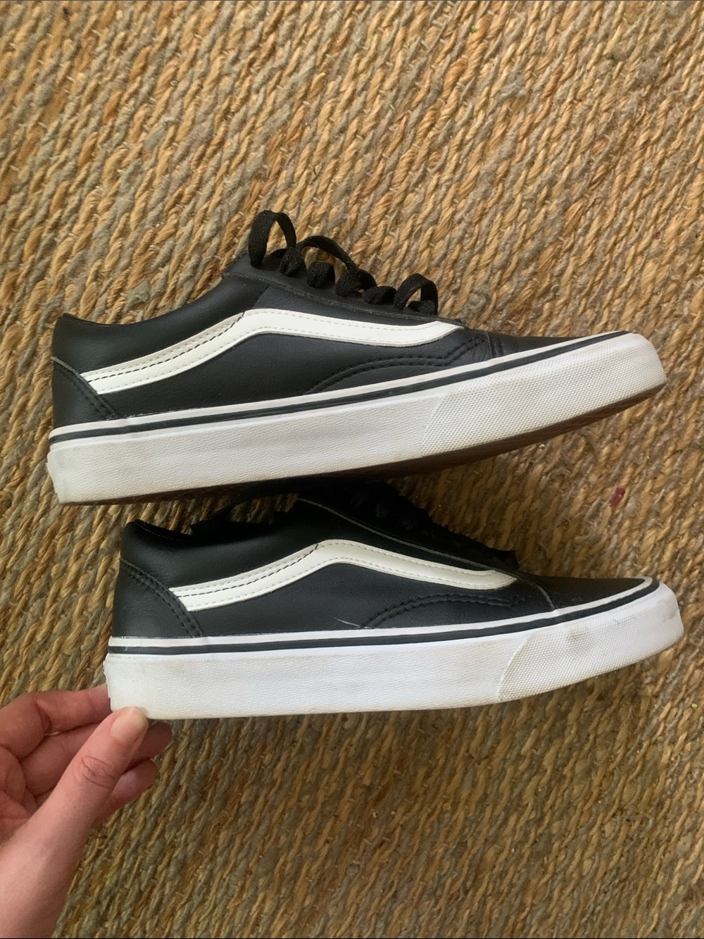Vans Old Skool Leather Sneakers - Black & White - Picture 5 of 7